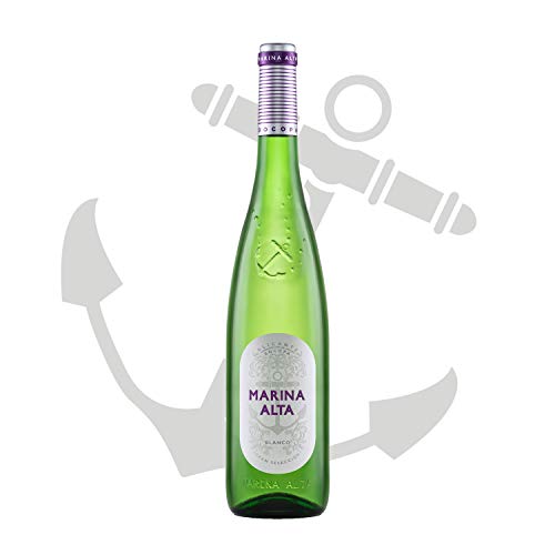 Marina Alta - Caja 12 botellas 75 cl - Vino blanco DO Alicante - Joven- Afrutado - Mediterráneo - 11% Vol