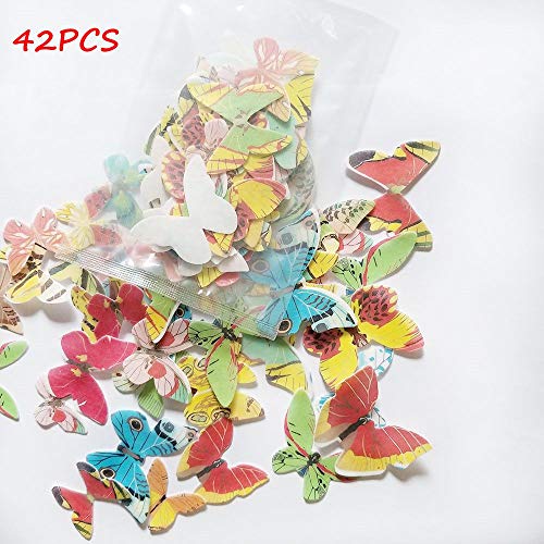 Mariposa comestible primero de la magdalena del papel de arroz Pastel, Decoración color mezclado, la torta de cumpleaños boda Herramientas - 42pcs