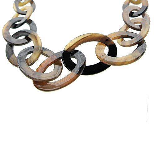 Marycrafts Collares Largo con Cadena De Cuerno De Búfalo para Mujer