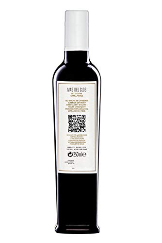 Mas del Clos | Aceite de Oliva Virgen Extra | Gourmet - Categoría Superior | 250ml | Botella de Cristal | Variedad Arbequina | Extracción en Frío con Procedimiento Mecánicos para Máxima Calidad