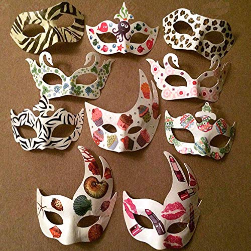 Máscara Blanca, 10 Piezas Máscara Blanca Pintar De Disfraces Decoración De Bricolaje Carnaval De Veneciano para el Carnaval de Halloween Máscara Diseño