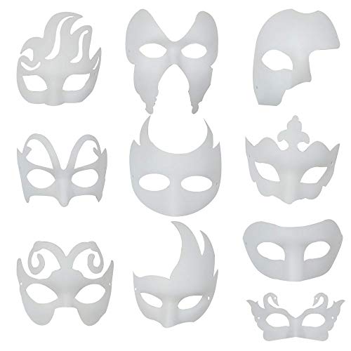 Máscara Blanca, 10 Piezas Máscara Blanca Pintar De Disfraces Decoración De Bricolaje Carnaval De Veneciano para el Carnaval de Halloween Máscara Diseño