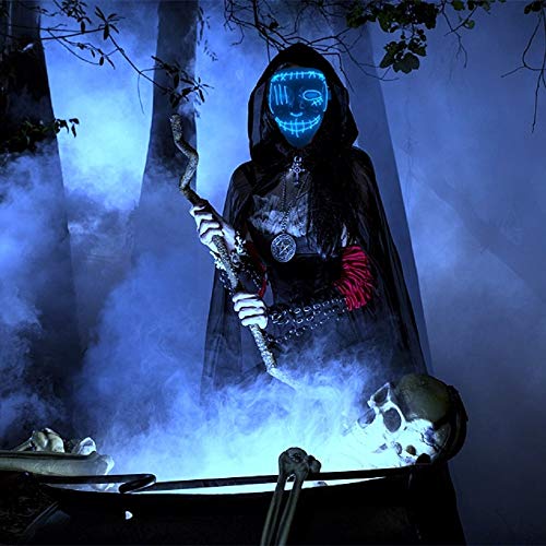 Máscaras de Halloween, MILIER Máscara LED Máscaras de Fiesta de Disfraces Cosplay Grimace Festival Decoración Máscara para Adultos y Niños (azul)