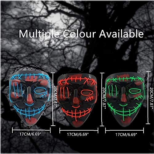 Máscaras de Halloween, MILIER Máscara LED Máscaras de Fiesta de Disfraces Cosplay Grimace Festival Decoración Máscara para Adultos y Niños (azul)