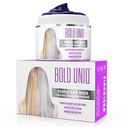 Mascarilla de Pelo Morado-Matizador para Cabello Rubio y Gris - para Tintes Color Platino, Blanco y Gris - Acondicionador y Reparación de Cabello Seco, Dañado y Decolorado - Sin Sulfatos