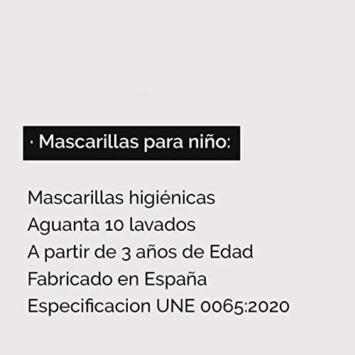 Mascarillas para niños Higienizantes Reutilizables con licencia - 10 lavados - Fabricadas en España (6-9 años, Superzings)