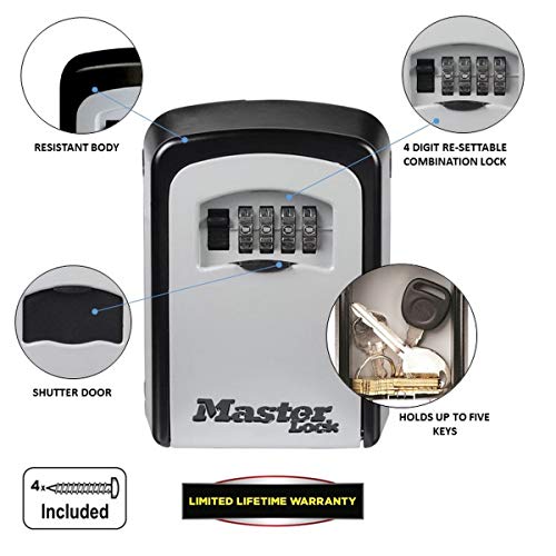 MASTER LOCK Caja fuerte para llaves [Mediana] [Montaje mural] - 5401EURD - Caja de seguridad