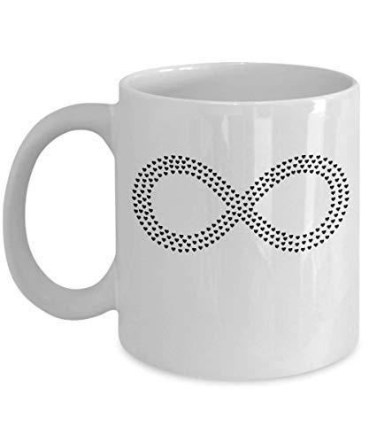 Maureen52Dorothy Infinity Multi Hearts - Taza de cerámica blanca y negra de 325 ml, regalo para el Día de San Valentín, Día de la Madre, cumpleaños, mamá, esposa, novia