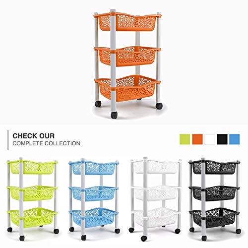Maxi Nature Kitchenware Carrito Cocina con Ruedas Auxiliar Carrito Frutas y Verduras Organizador frutero Carro verdulero Modernos Plastico de Uso Rudo - Naranja