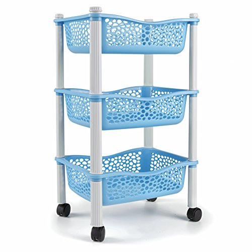 Maxi Nature Kitchenware Carrito Cocina con Ruedas Auxiliar Carrito Frutas y Verduras Organizador frutero Carro verdulero Modernos Plastico de Uso Rudo - Azul