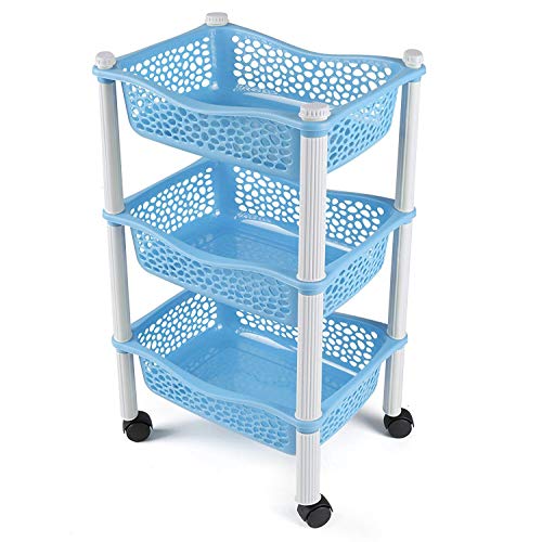 Maxi Nature Kitchenware Carrito Cocina con Ruedas Auxiliar Carrito Frutas y Verduras Organizador frutero Carro verdulero Modernos Plastico de Uso Rudo - Azul