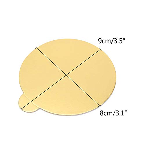 Maygone 100 piezas de cartón desechable para tartas de 8,9 cm, color dorado
