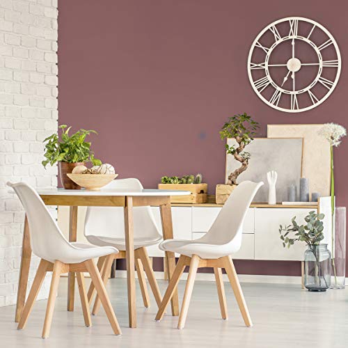 Mc Haus LENA - Pack 4 sillas Blancas Tulip Comedor oficina, Sillas Madera nórdicas con patas de madera y Asiento Acolchado suave, respaldo ergonómico, Blanco, 83x49x53,5cm