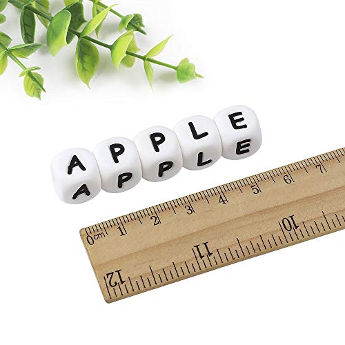 MCGMITT Cuentas Silicona Letras Bebé 100pcs para Chupetero de Enfermería DIY Cadena Chupetes Pulsera Anillo Chupetero Personalizado con Nombre