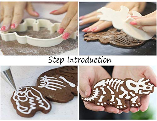 mciskin Dinosaurios Cortador de Galletas Conjunto - 6 Piezas Acrilico Moldes Galletas con Cortadores de Repostería - Cocina Hornear Decorativos Herramientas para Infantiles