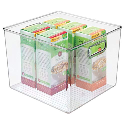 mDesign Caja de Almacenamiento para la Nevera – Organizador de plástico para Fruta, conservas, medicinas y más – Cajas organizadoras Grandes de plástico sin BPA para Cocina y despensa – Transparente