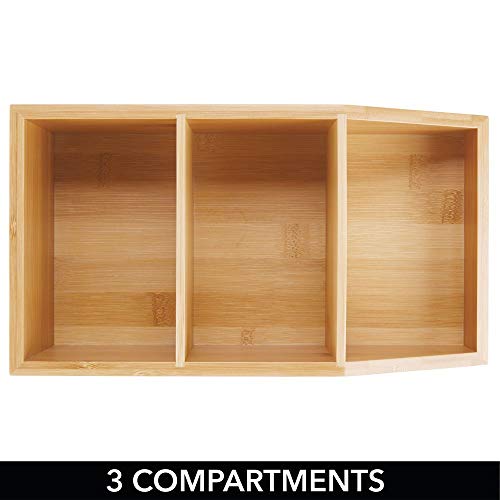 mDesign Caja organizadora grande en madera de bambú para cocina y despensa – Organizador de cocina con diseño abierto – Caja de madera ecológica para alimentos de todo tipo – color bambú