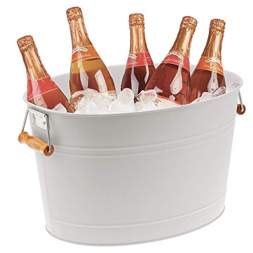mDesign Champanera de Metal – Enfriador de Botellas Decorativo con Asas – Ideal como Cubo para Enfriar Bebidas como Vino, Cerveza, Cava o refrescos – Gris Claro