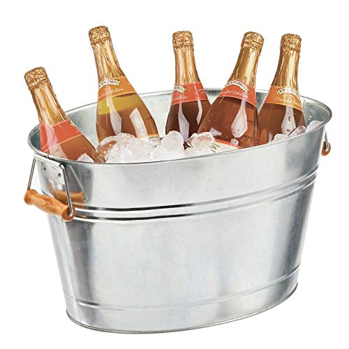 mDesign Champanera metálica – Enfriador de Botellas Decorativo con Asas – Ideal como Cubo para Enfriar Bebidas como Vino, Cerveza, Cava o refrescos – Plateado
