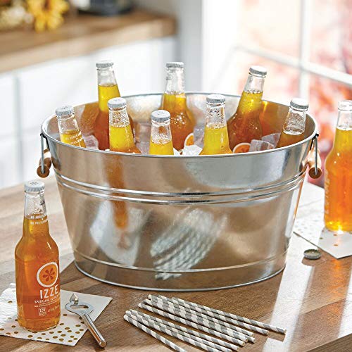 mDesign Champanera metálica – Enfriador de Botellas Decorativo con Asas – Ideal como Cubo para Enfriar Bebidas como Vino, Cerveza, Cava o refrescos – Plateado