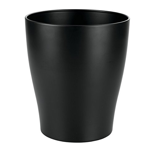 mDesign Cubo de Basura de Metal – Papelera de Reciclaje de diseño Circular para Utilizar en Todos los Cuartos – También es Ideal como Papelera de Oficina – Negro Mate