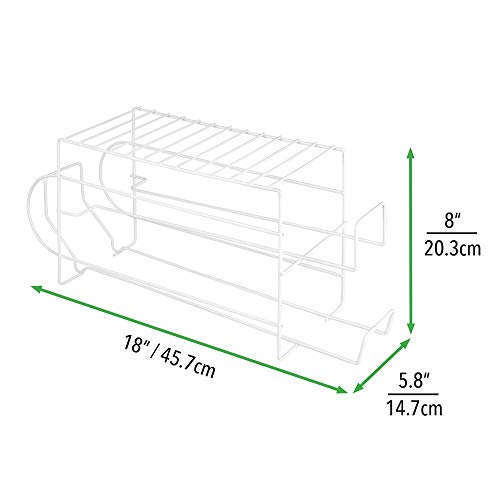 mDesign Juego de 2 organizadores de frigorífico para alimentos – Moderno organizador de cocina para latas de bebida y conservas – Soporte y dispensador de latas de metal para nevera o armario – blanco