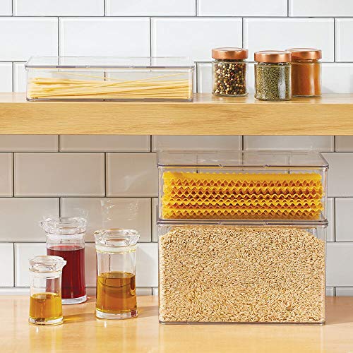 mDesign Juego de 4 cajas organizadoras para frigorífico – Organizador de nevera con tapa abatible – Recipientes para alimentos para cocina y despensa – transparente