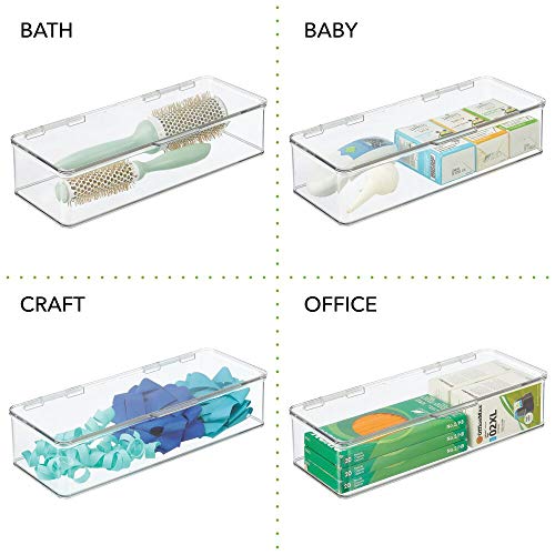 mDesign Juego de 4 cajas organizadoras para frigorífico – Organizador de nevera con tapa abatible – Recipientes para alimentos para cocina y despensa – transparente