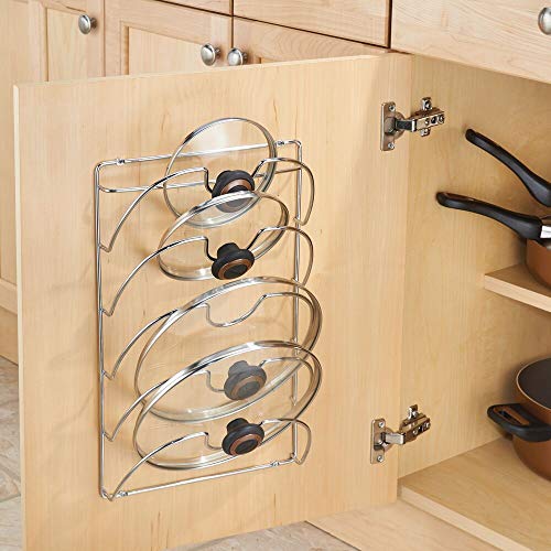 mDesign Organizador Cocina – Accesorios de Cocina prácticos – Si Busca organizar armarios Cocina Este Soporte para Tapas de sartén es la solución – Metal Cromado