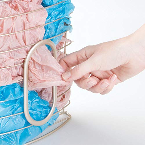 mDesign Organizador de bolsas plásticas para la puerta – Caja organizadora para cocina en metal – Práctico dispensador de bolsas colgante para bolsas de congelador y de residuos – plateado mate
