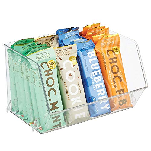 mDesign Organizador de frigorífico para guardar alimentos – Cajas de almacenamiento con frontal abierto para nevera, armario o congelador – Caja de plástico libre de BPA – Juego de 4 – transparente