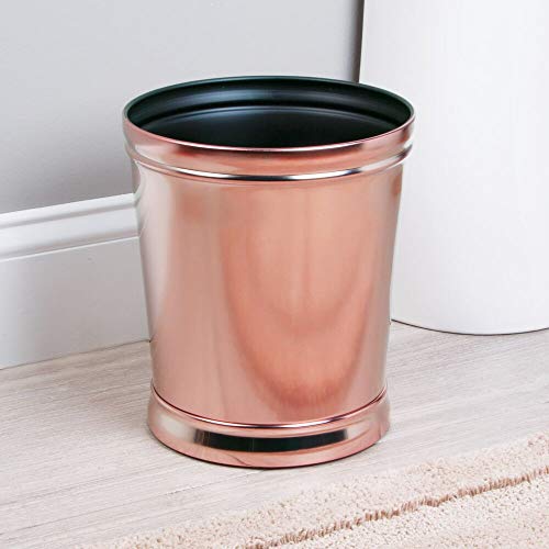 mDesign Papelera metálica – Cubo de Basura, Ideal para la Cocina, el baño o la Oficina – Papelera de diseño Actual Accesorios de Cocina y baño - Oro Rosa
