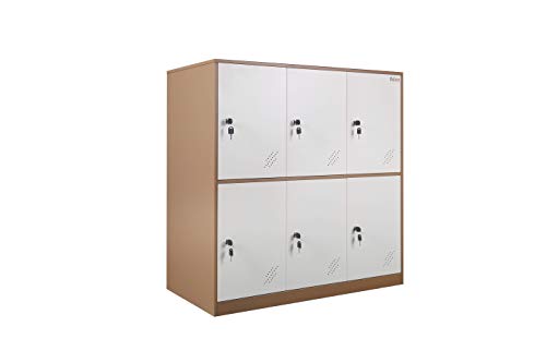 MECOLOR - Armario Tipo taquilla, metálico, para oficinas, para empleados - Blanco - 6D