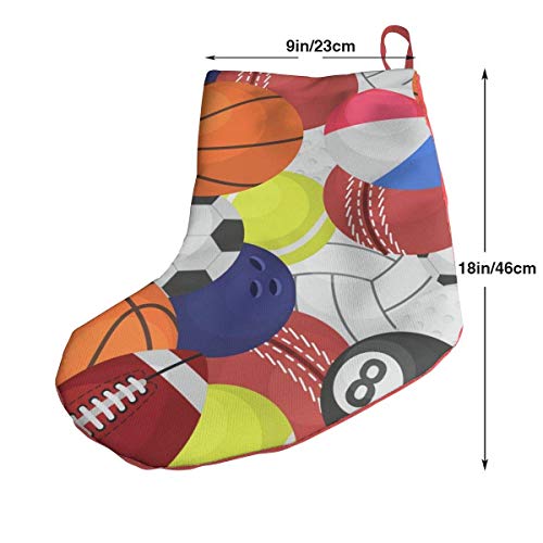 Medias navideñas Pelota Deportiva Fútbol Baloncesto Poliéster Calcetines navideños Rojos y Blancos clásicos, para Vacaciones Familiares Xm