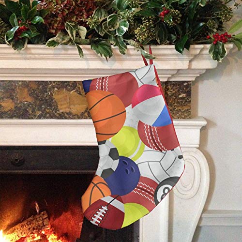 Medias navideñas Pelota Deportiva Fútbol Baloncesto Poliéster Calcetines navideños Rojos y Blancos clásicos, para Vacaciones Familiares Xm