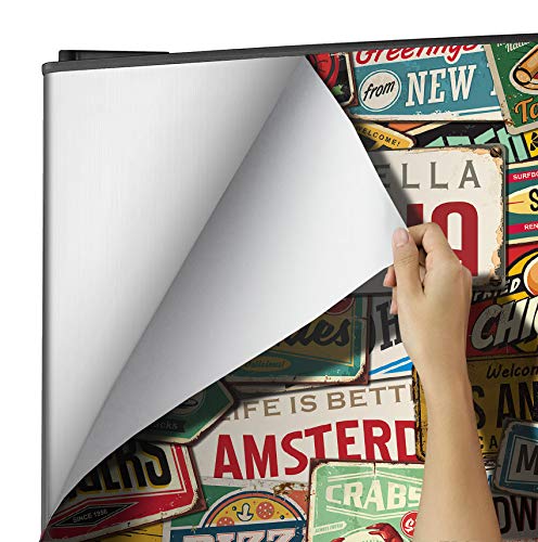 MEGADECOR Vinilo Adhesivo Decorativo para Nevera con Diseño de Carteles Vintage I Got MY Paella IN Valencia (200cm x 70cm)