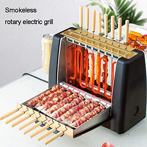 MEIGONGJU Parrilla de Barbacoa automática máquina rotativa de la máquina Pinchos brochetas de Parrilla de asado de la Taza eléctrica sin Humo del hogar Horno máquina de Barbacoa