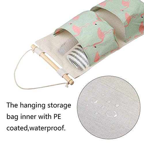 Mein HERZ 2 Pzs Bolso Colgante Tema Flamenco,Organizador para Puerta De Almacenamiento De Acabado 3 Bolsas Bolso De La Pared del Organizador del Bolso Plegable (Verde + Blanco)