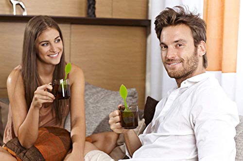 Mein HERZ 2Pcs Infusor de Te, Infusionador, Colador te, Filtro te, Infusores de Te, Colador de Té de Silicona y Acero Inoxidable con Asa Móvil en Forma de Hoja (Morado + Verde)