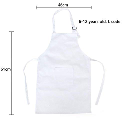 Mein HERZ Delantal Infantil + Gorro de Cocinero Infantil,Delantal de Cocina Infantil Delantales Infantiles,NiñOs Cocinando o Hecho a Mano/Ropa de Dibujo para NiñOs De Kindergarten (Blanco)