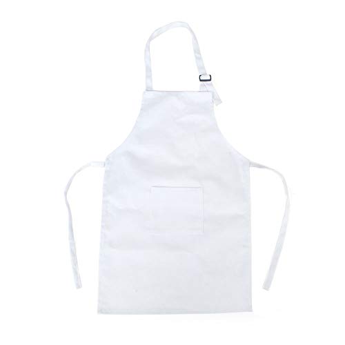 Mein HERZ Delantal Infantil + Gorro de Cocinero Infantil,Delantal de Cocina Infantil Delantales Infantiles,NiñOs Cocinando o Hecho a Mano/Ropa de Dibujo para NiñOs De Kindergarten (Blanco)