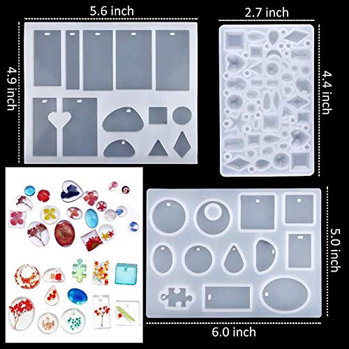 MEISHANG Moldes de Resina para Collar Pendiente,Kit de Molde de Fundición de Resina,Moldes de Resina para Bisuteria,Bricolaje Joyería Molde,Resina Moldes Silicona Manualidades