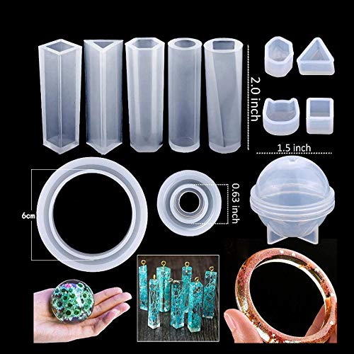 MEISHANG Moldes de Resina para Collar Pendiente,Kit de Molde de Fundición de Resina,Moldes de Resina para Bisuteria,Bricolaje Joyería Molde,Resina Moldes Silicona Manualidades