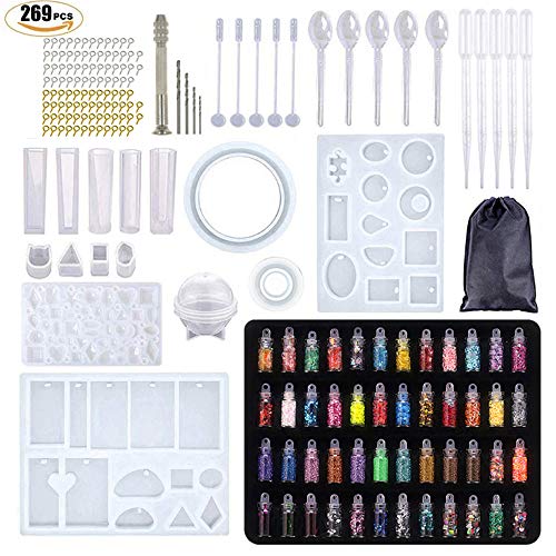 MEISHANG Moldes de Resina para Collar Pendiente,Kit de Molde de Fundición de Resina,Moldes de Resina para Bisuteria,Bricolaje Joyería Molde,Resina Moldes Silicona Manualidades