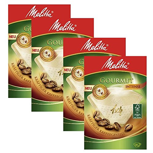 Melitta - Filtros de café intenso, paquete de 80 unidades, tamaño 1x4