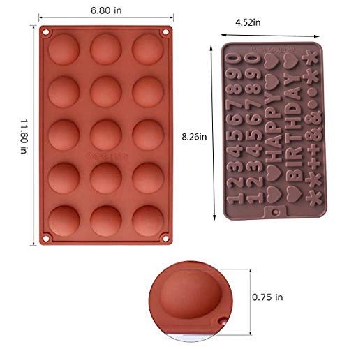 Mengger Molde de silicona semiesfera 2Pcs Forma redondos letras bizcocho magdalenas Herramienta para Hornear postres de Chocolate pasteles gelatinas