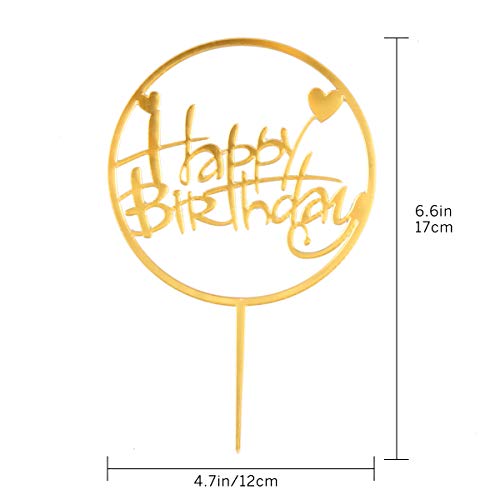 Meowoo Cake Topper Happy Birthday, 8PCS Cupcake Toppers Tarta Topper de Pastel de Cumpleaños Decoración Adecuado para Niños Hombres Mujeres Fiestas familiares de Cumpleaños (Dorado 8pcs)