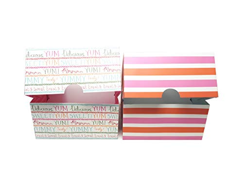 Meri Meri - Caja para tartas con ventana plegable (25,5 x 25,5 x 13 cm) Striped + Yummi