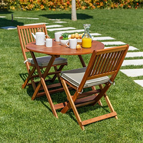 Mesa de jardín Auxiliar nórdica de Madera marrón de 90x76 cm - LOLAhome