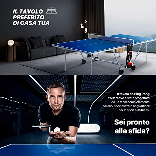 Mesa plegable interior de ping pong YM DRAGO - Dimensiones oficiales del torneo 274 x 152.5 x 76 cm - Ruta de transporte - Raquetas y pelotas incluidas - Sistema de seguridad múltiple doble